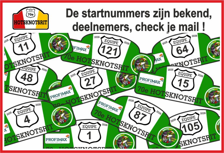 De startnummers zijn bekend, rijders check je mail !